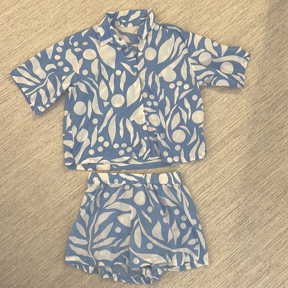 H&M Resort Printed Blue & White PJ Set